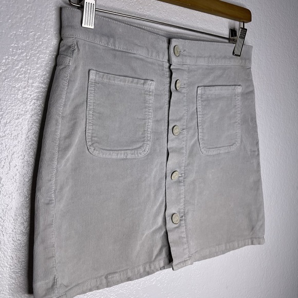 Mother Patch Pocket‎ Corduroy Mini Skirt Light Gray 70's Style Size 24 Women's - Picture 3 of 8